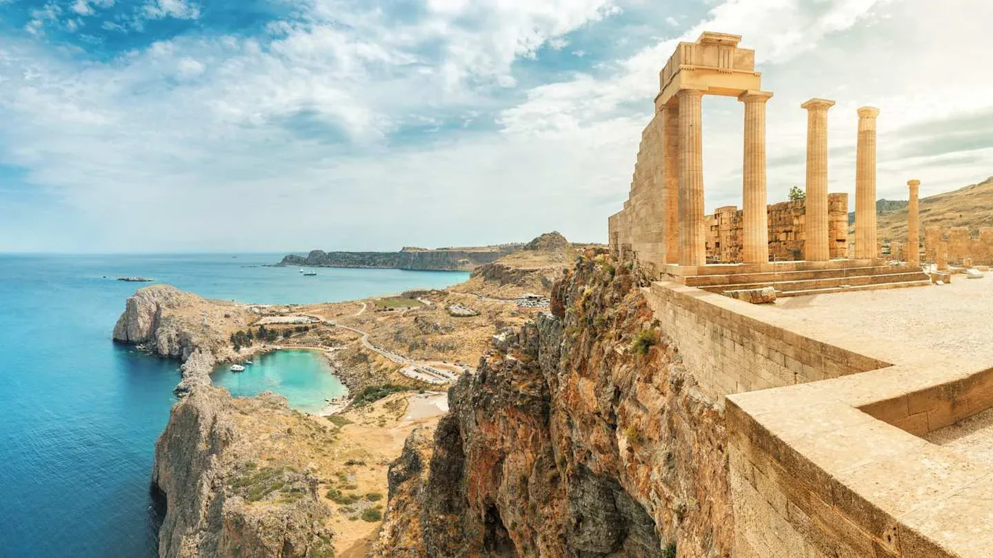 Rhodes Vieille ville, port et côte égéenne en Grèce