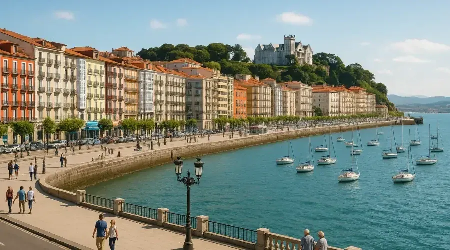Santander front de mer, baie et paysage urbain de Cantabrie, nord de l'Espagne