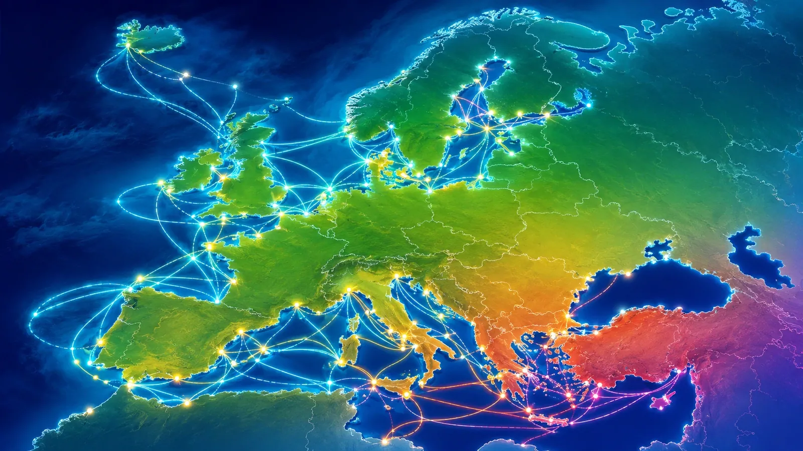 Carte illustrée montrant les liaisons par ferry à travers l'Europe