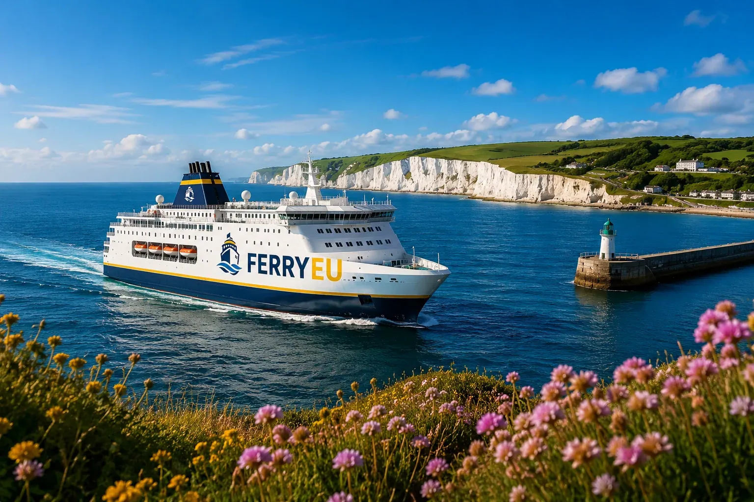 Ferry dans un port européen