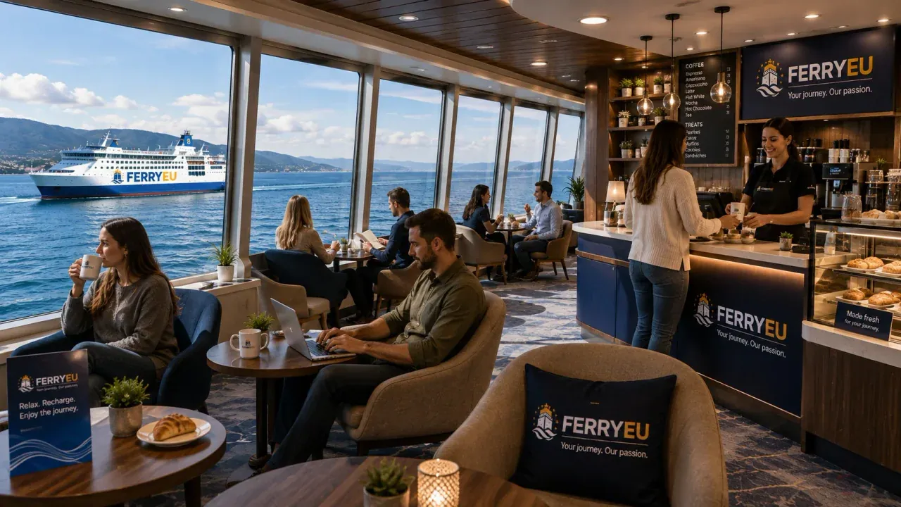 Coffee lounge à bord d'un ferry