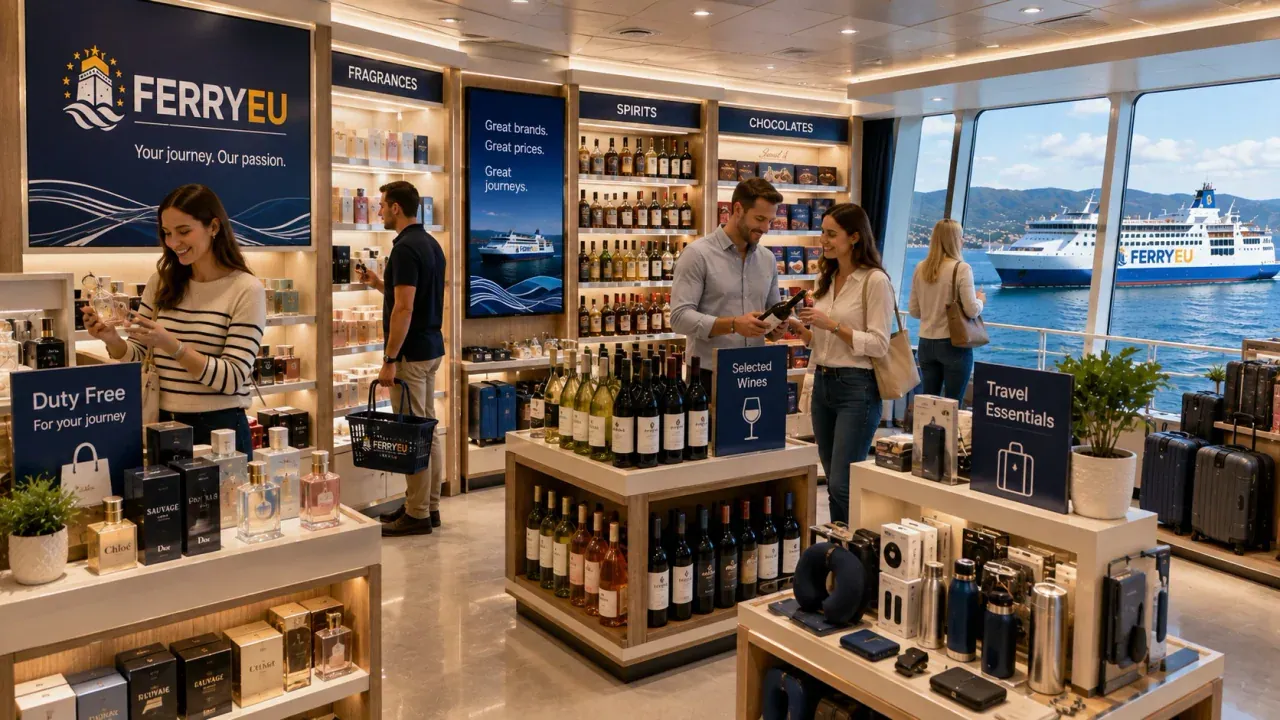 Boutique hors taxes à bord d'un ferry