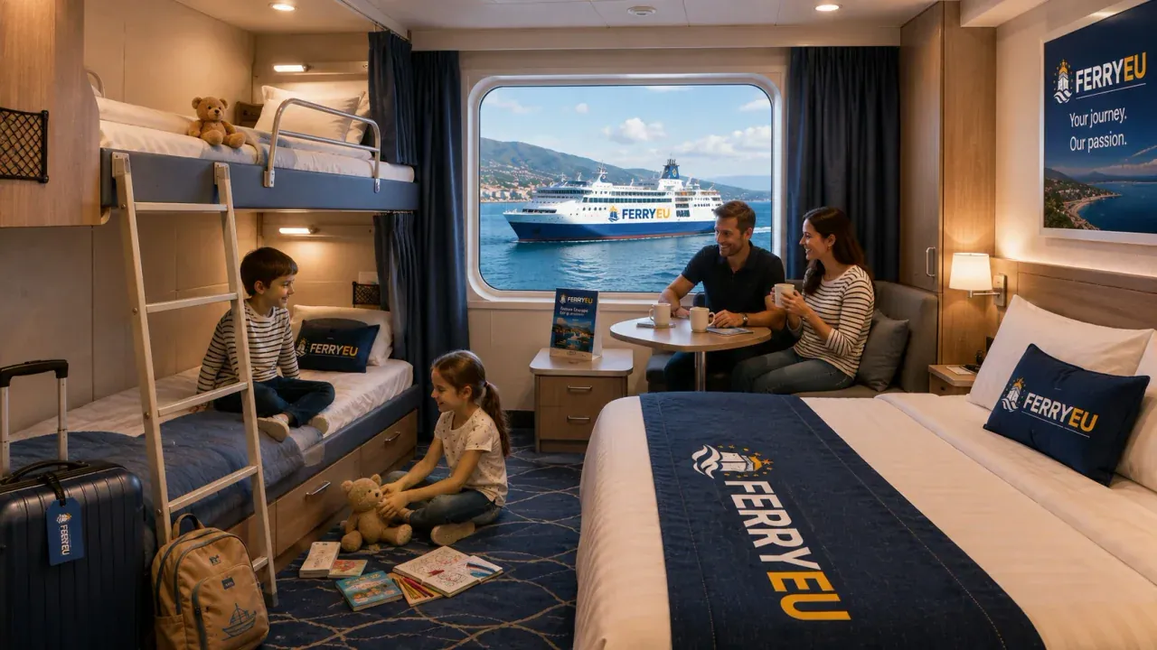 Cabine de ferry familiale avec lits