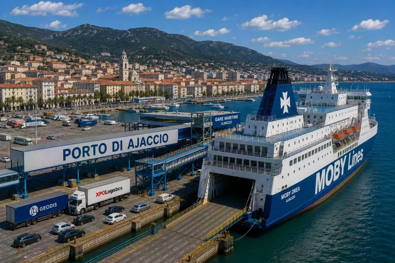 Ajaccio port de ferry et front de mer en Corse