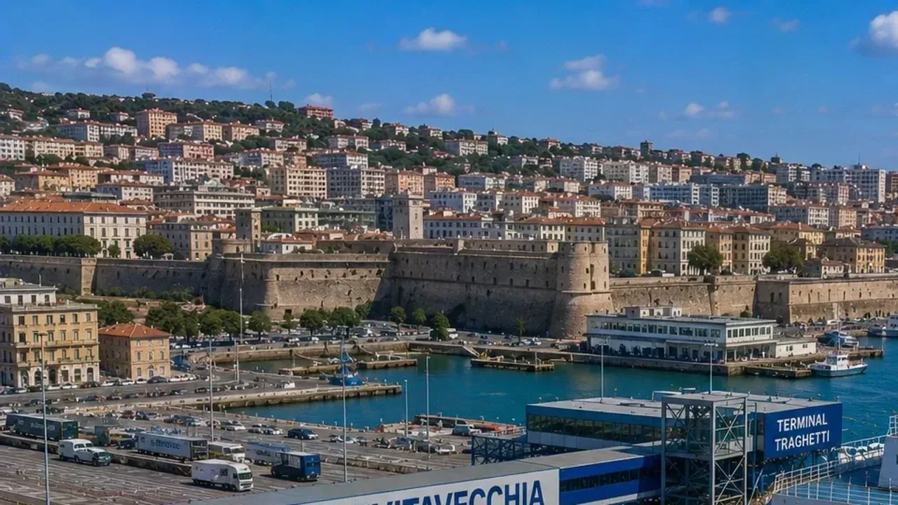 Civitavecchia port de ferry et front de mer de la ville sans marque d'opérateur indépendant