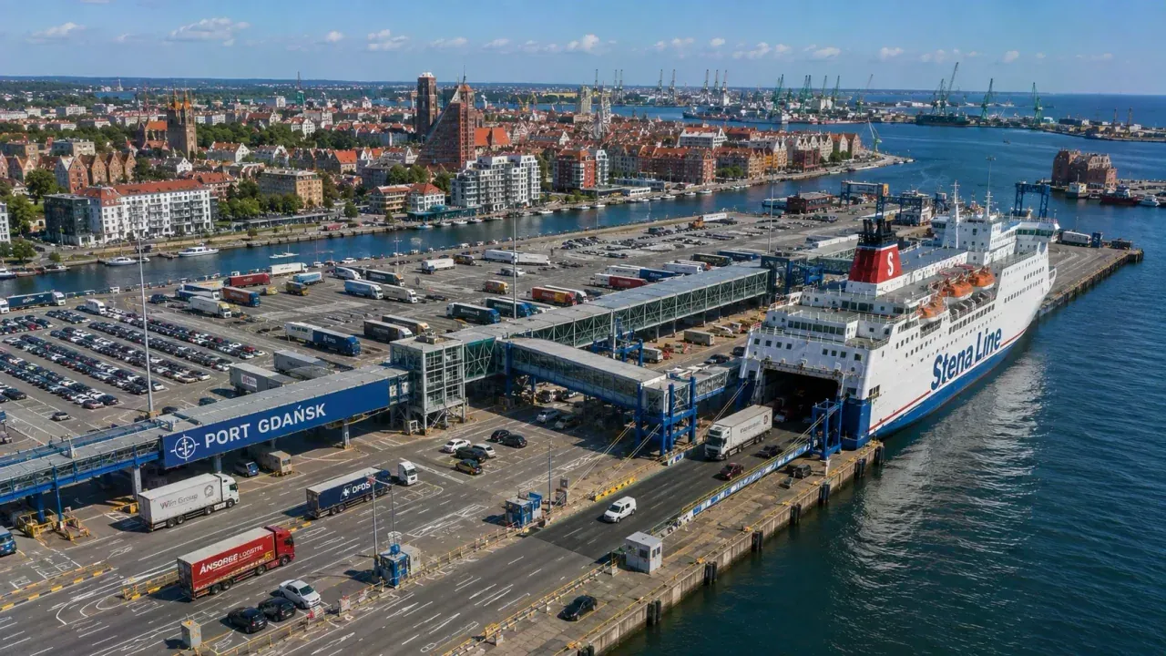 Port de ferry de Gdańsk et front de mer de la Baltique en Pologne