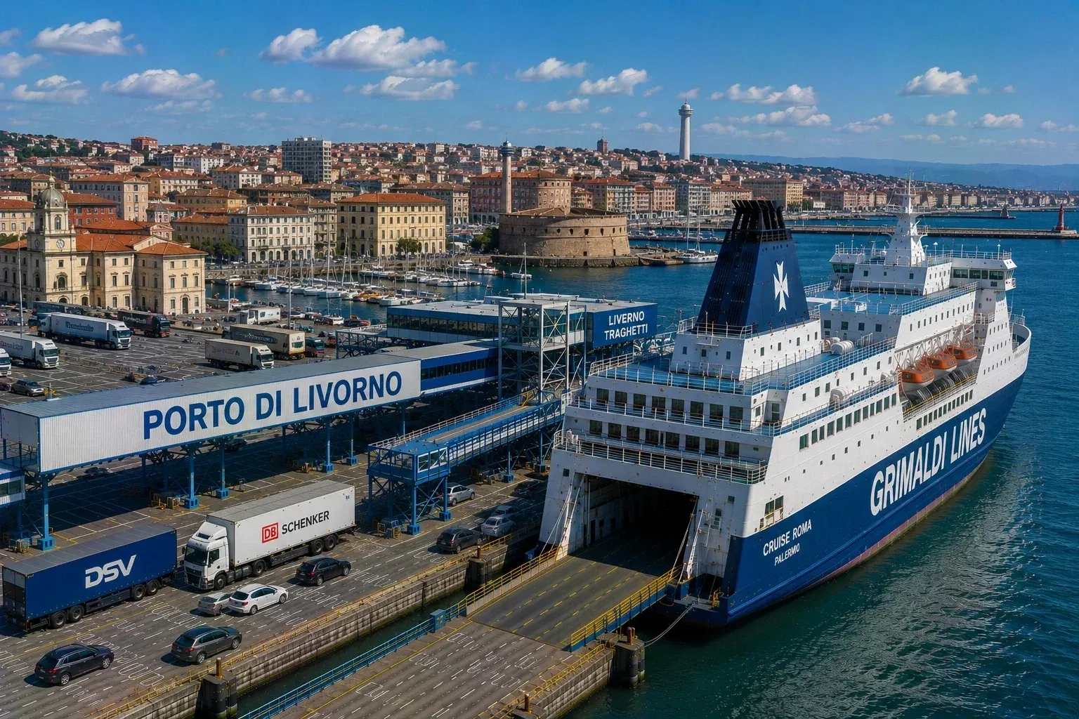Livourne terminal de ferry avec Grimaldi Lines ferry pour passagers