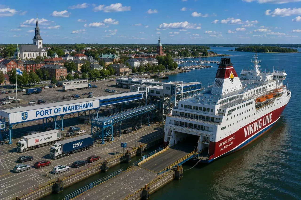Ferry passager au terminal de ferry Mariehamn à Åland