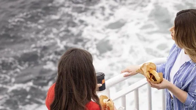Passagers sur le pont ouvert à bord du ferry CalMac MV Clansman