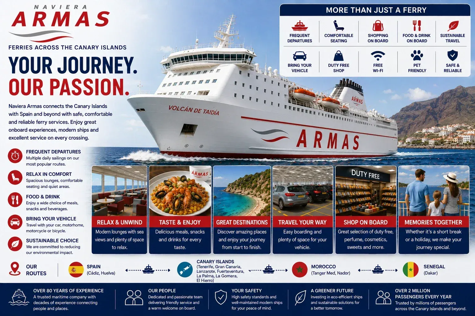 Naviera Armas ferry pour passagers et véhicules dans les îles Canaries