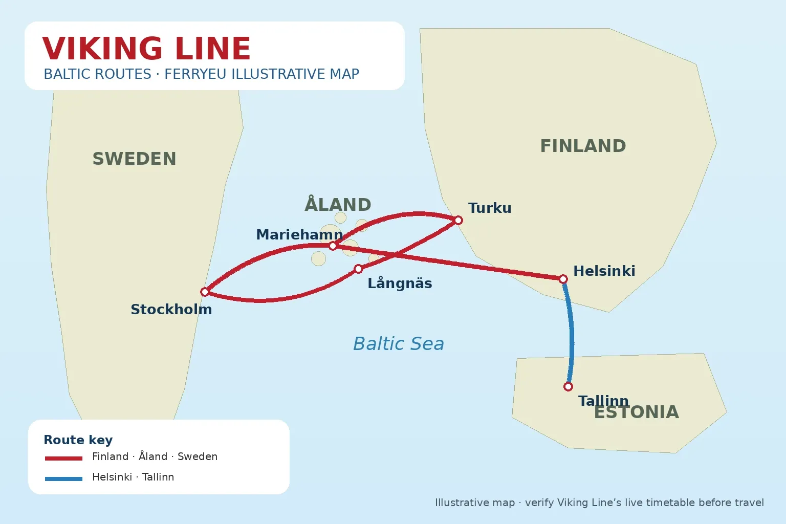 Carte de la route maritime balte de Viking Line