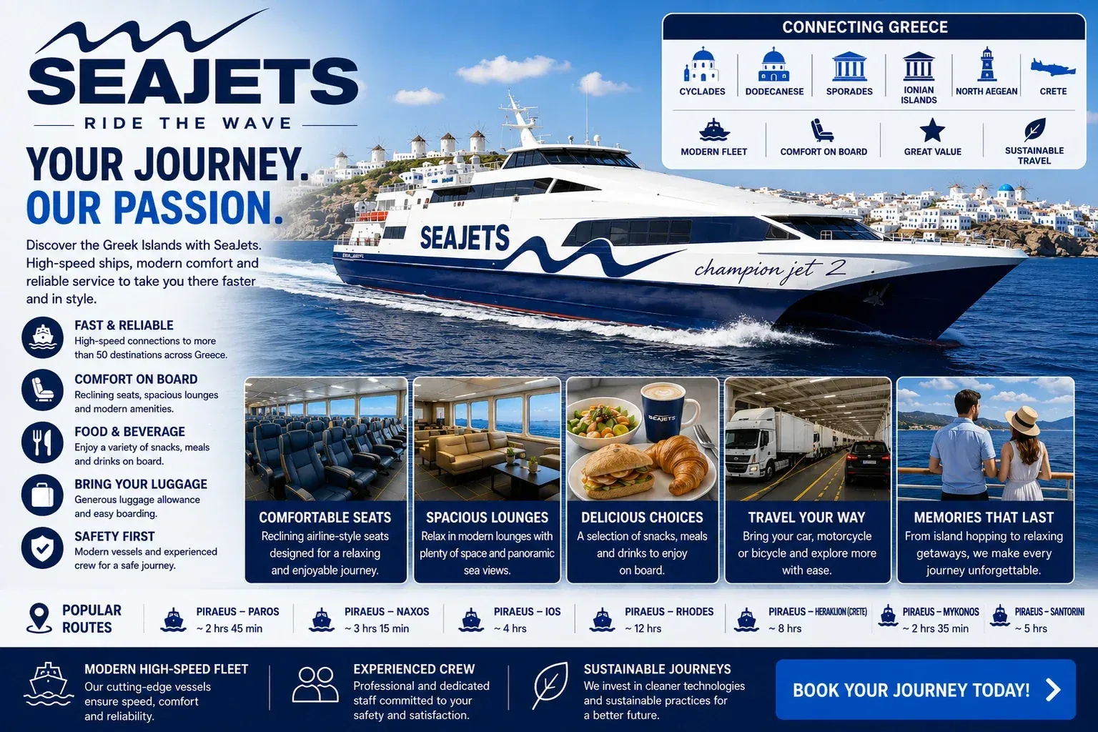Seajets ferry à passagers à grande vitesse dans la mer Égée